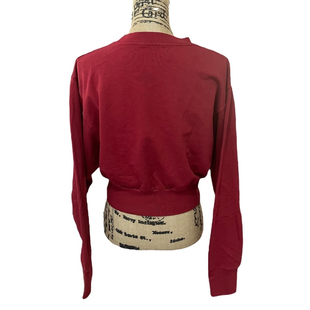 Talentless Dolman Crop Crewneck Sweatshirt Maroon Red Fleece Size Medium NEW - Picture 2 of 8